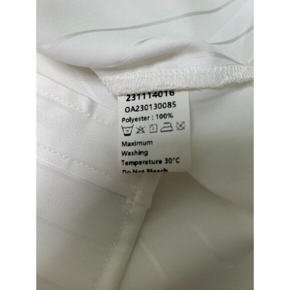 NWT Commense Oversize White Pinstripe Drop Shoulder Long Sleeve Collar Blouse-Sm - Picture 8 of 9
